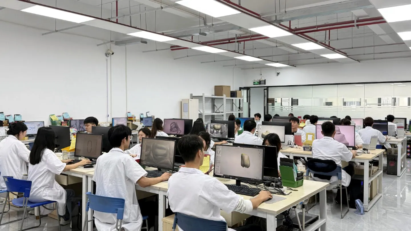 KC Dental Lab CAD design room supporting the digital case workflow