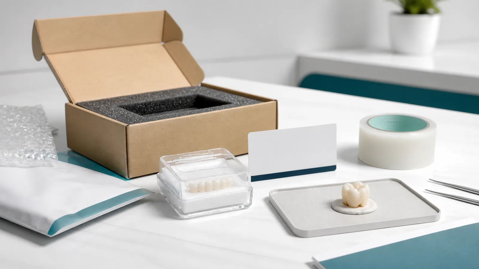 Case packaging materials with a padded box, a model and a finished crown